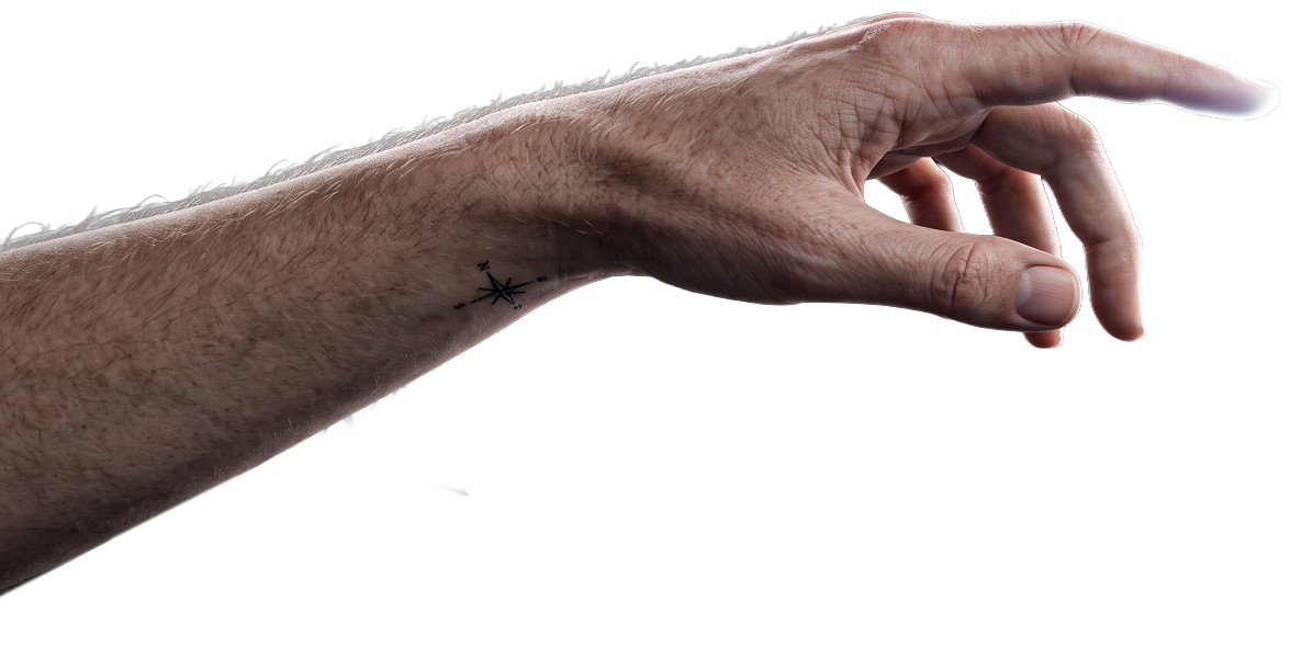 Human hand reaching toward a robot hand